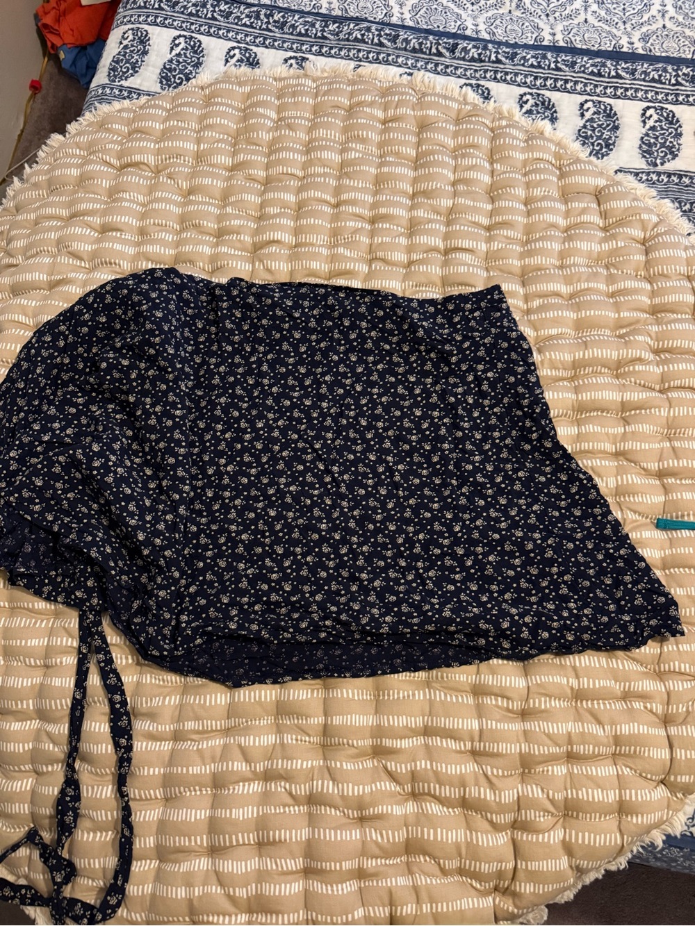 Brandy Melville Navy and White Floral Skirt